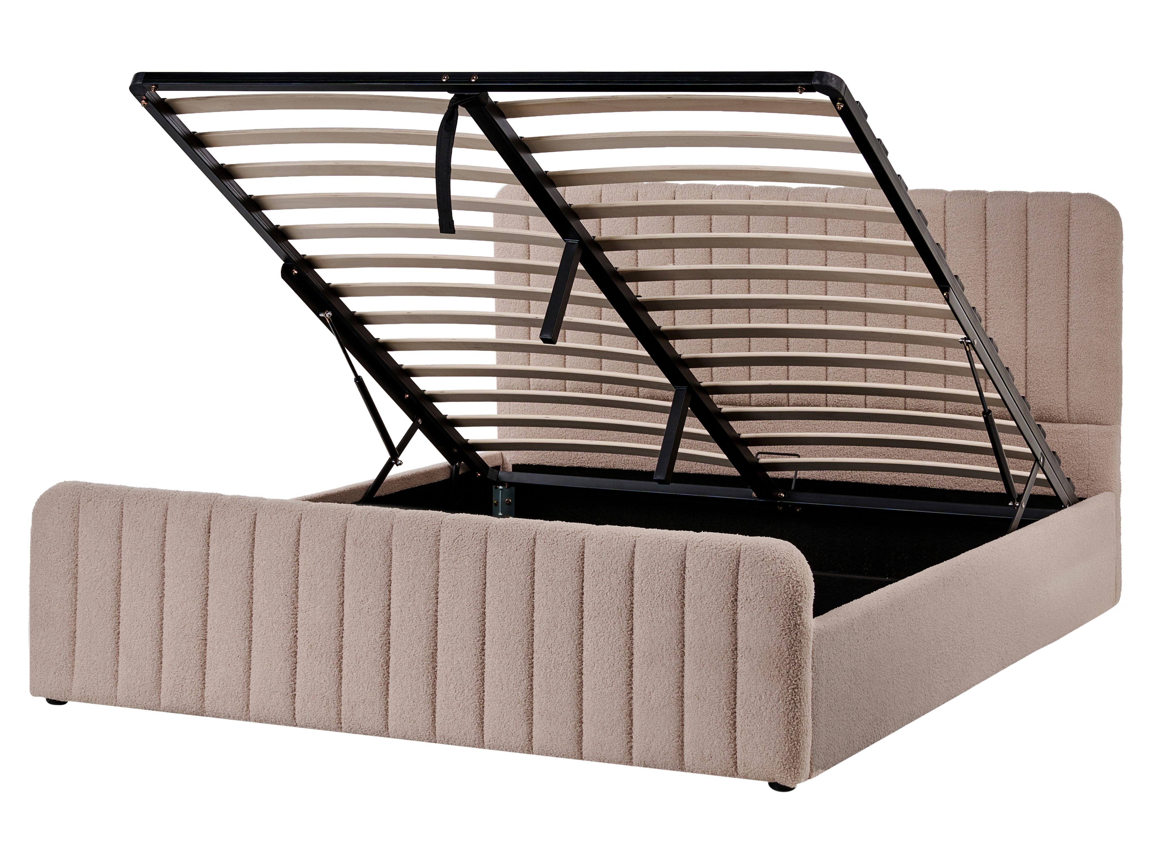 Ottoman Bed LUNAN Boucle Taupe 160 x 200 cm (EU King Size)_1048572