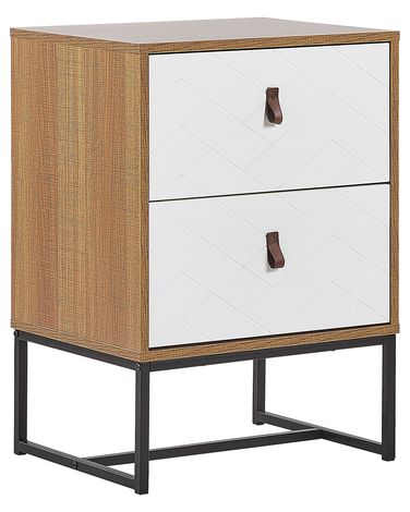 2 Drawer Bedside Table NUEVA Light Brown/ White | Beliani.be