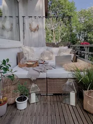 Lounge Set mit Tisch 2-Sitzer NOTO modular Polyrattan Hellbraun_824442