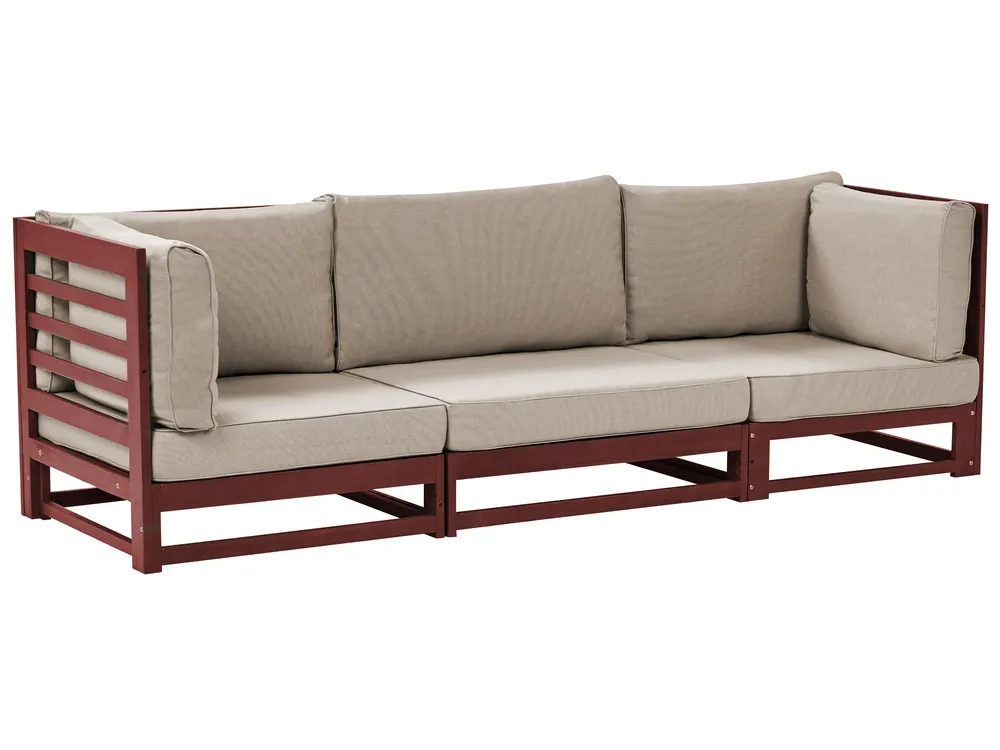 Gartensofa 3-Sitzer TRANI modular Akazienholz Dunkelrot