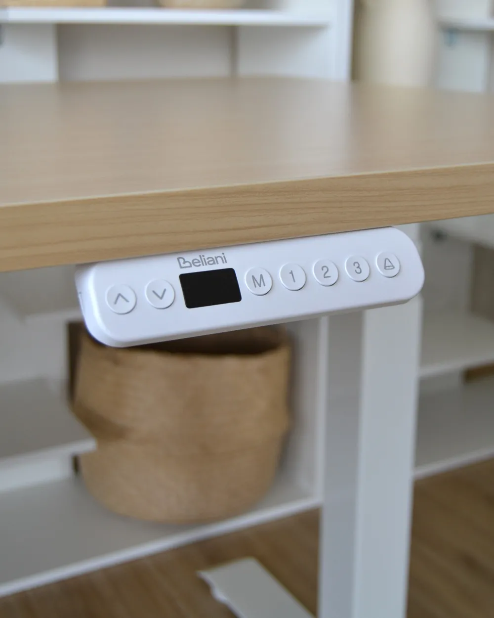 Electric Adjustable Standing Desk DESTINES 180 cm 72 cm Light Brown/ White_1034807