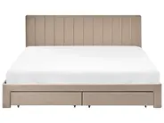 Bed with Storage Drawers LONZAC Velvet Taupe 180 x 200 cm (EU Super King)_1014859