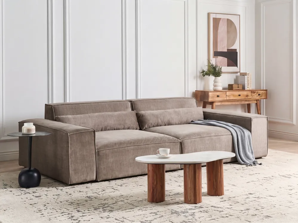 Modulsofa 2-Sitzer HELLNAR Stoff Hellbraun