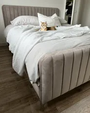 Bett mit Lattenrost Samtstoff LUNAN 180 x 200 cm Taupe_933137