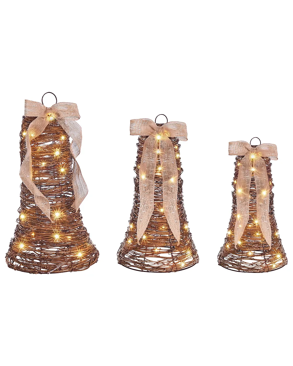 Weihnachtsdekoration 3er Set LED LUOSTO 43/38/32 cm Weihnachtsmotiv Braun