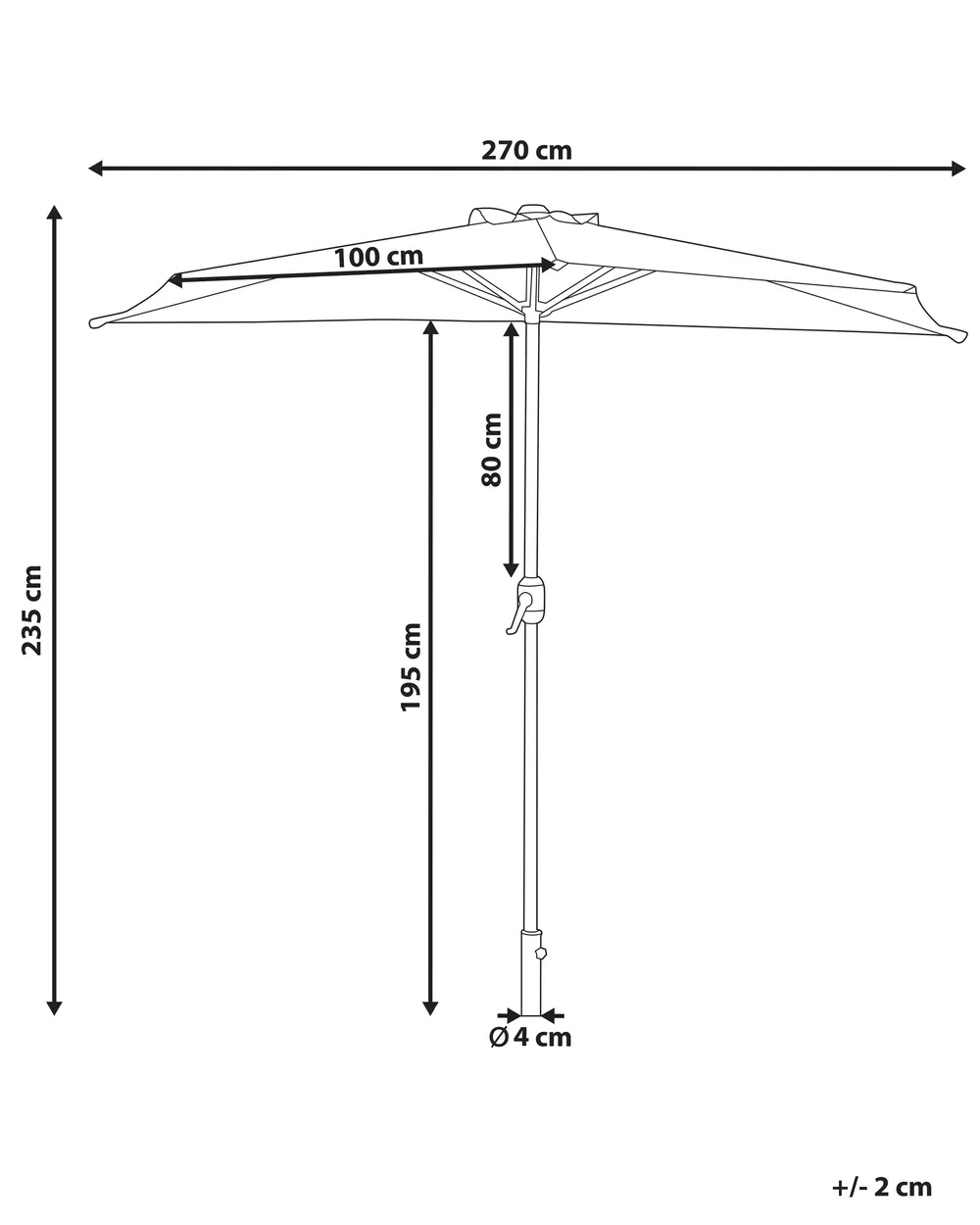 Halbrunder Sonnenschirm 270 cm GALATI Grün_829815