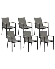 Gartenstuhl 6er Set BUSSETO Metall Schwarz_841748