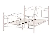Bett mit Lattenrost Metall ANTLIA 120 x 200 cm Hellbeige_1165262