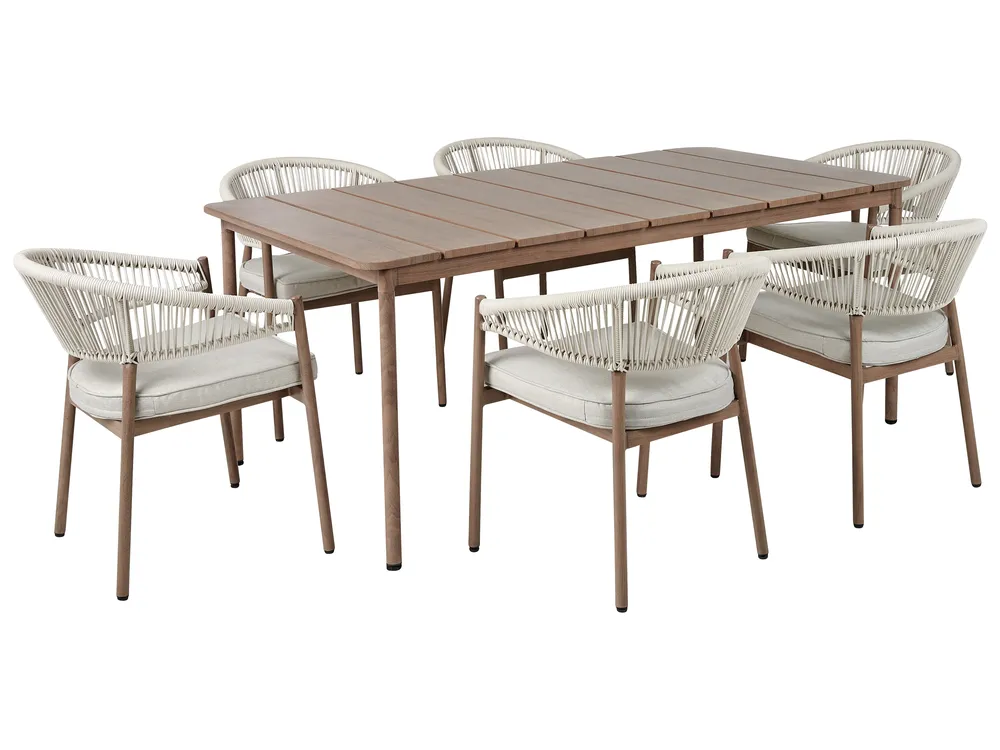 Gartenmöbel Set 6-Sitzer FLAVIA inkl. Kissen Metall Braun