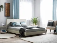 Bett mit Lattenrost Stoff ALBI 180 x 200 cm Beige_728021