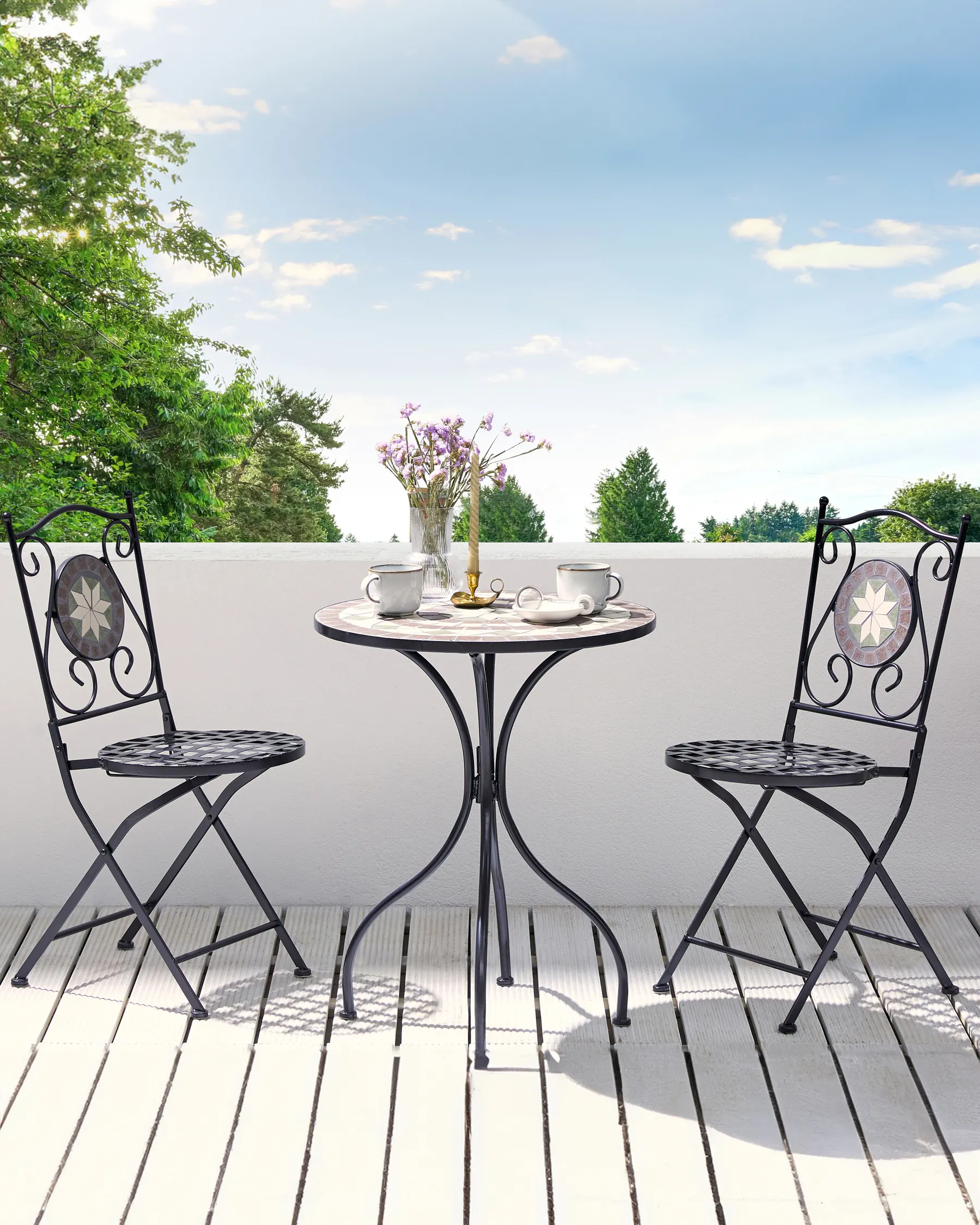 Gartenstuhl 2er Set CARIATI Metall Schwarz_825731