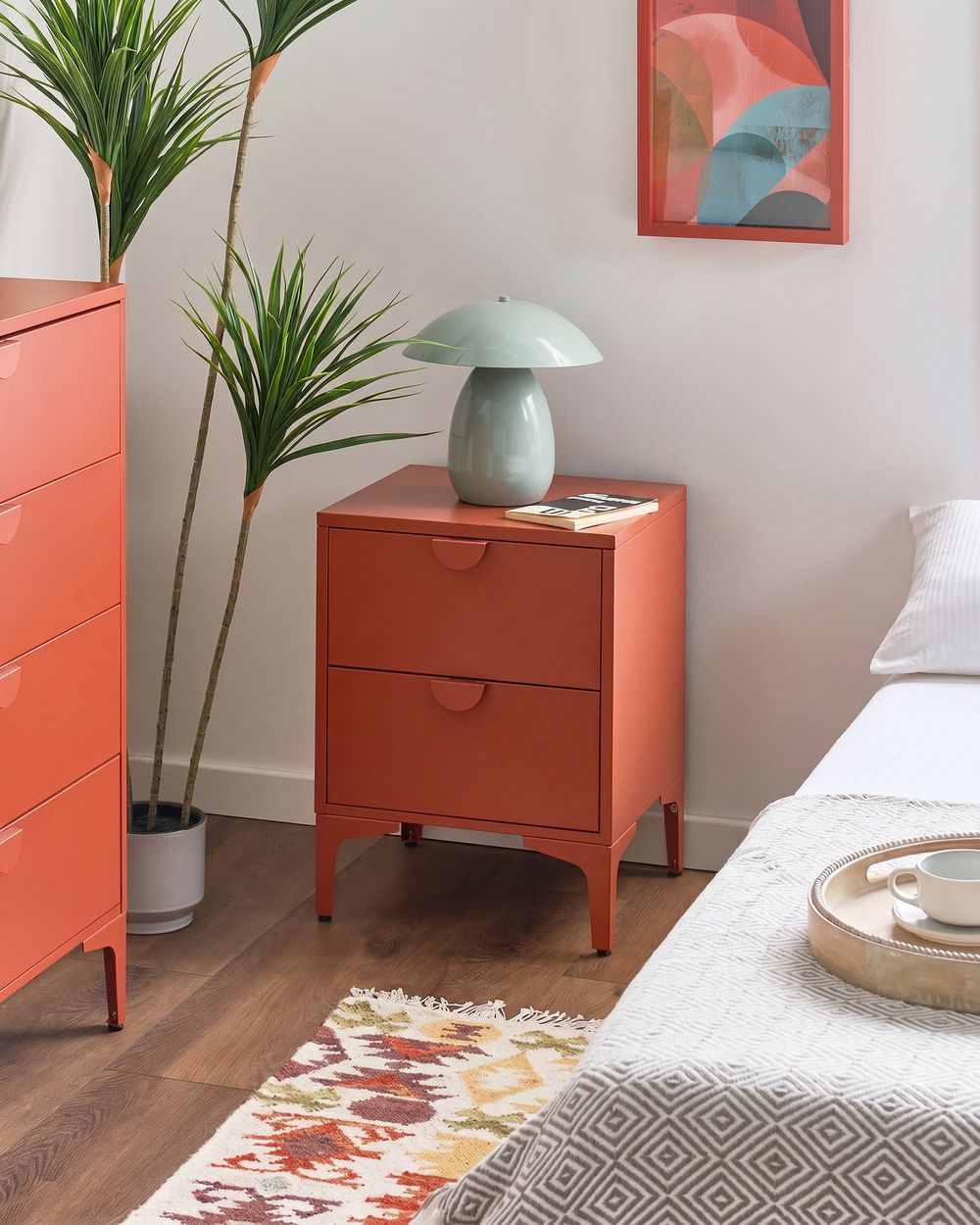 2 Drawer Bedside Table ARDURA Metal Golden Brown