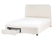 Bett mit Schubladen SARDENT Bouclé Cremeweiß 160 x 200 cm_1009107