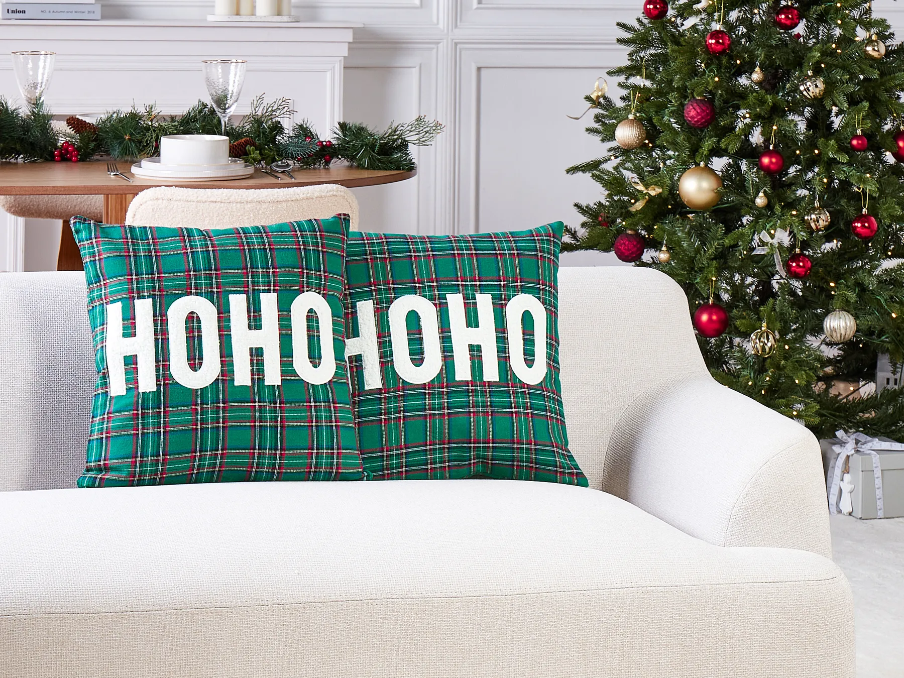 Dekokissen 2er Set JOYCANDY 45 x 45 cm Grün Weihnachtsmotiv_946834