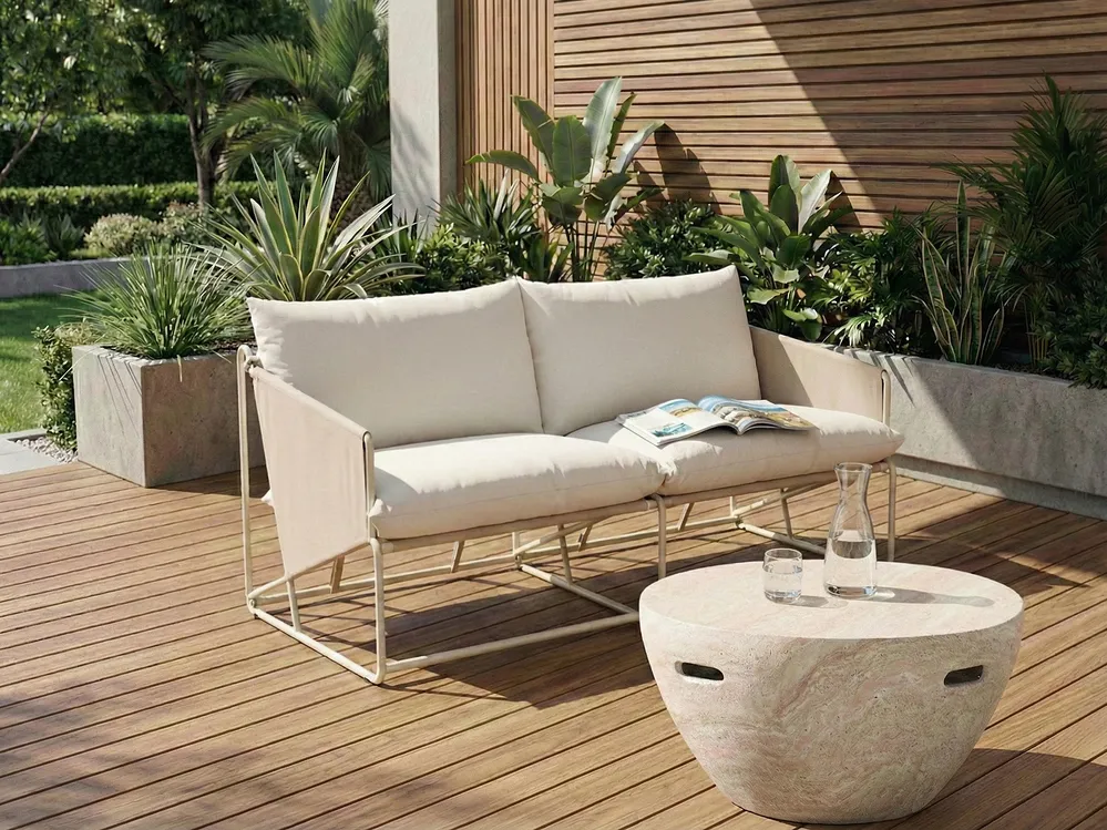 Gartensofa 2-Sitzer PONTE Metall Hellbeige