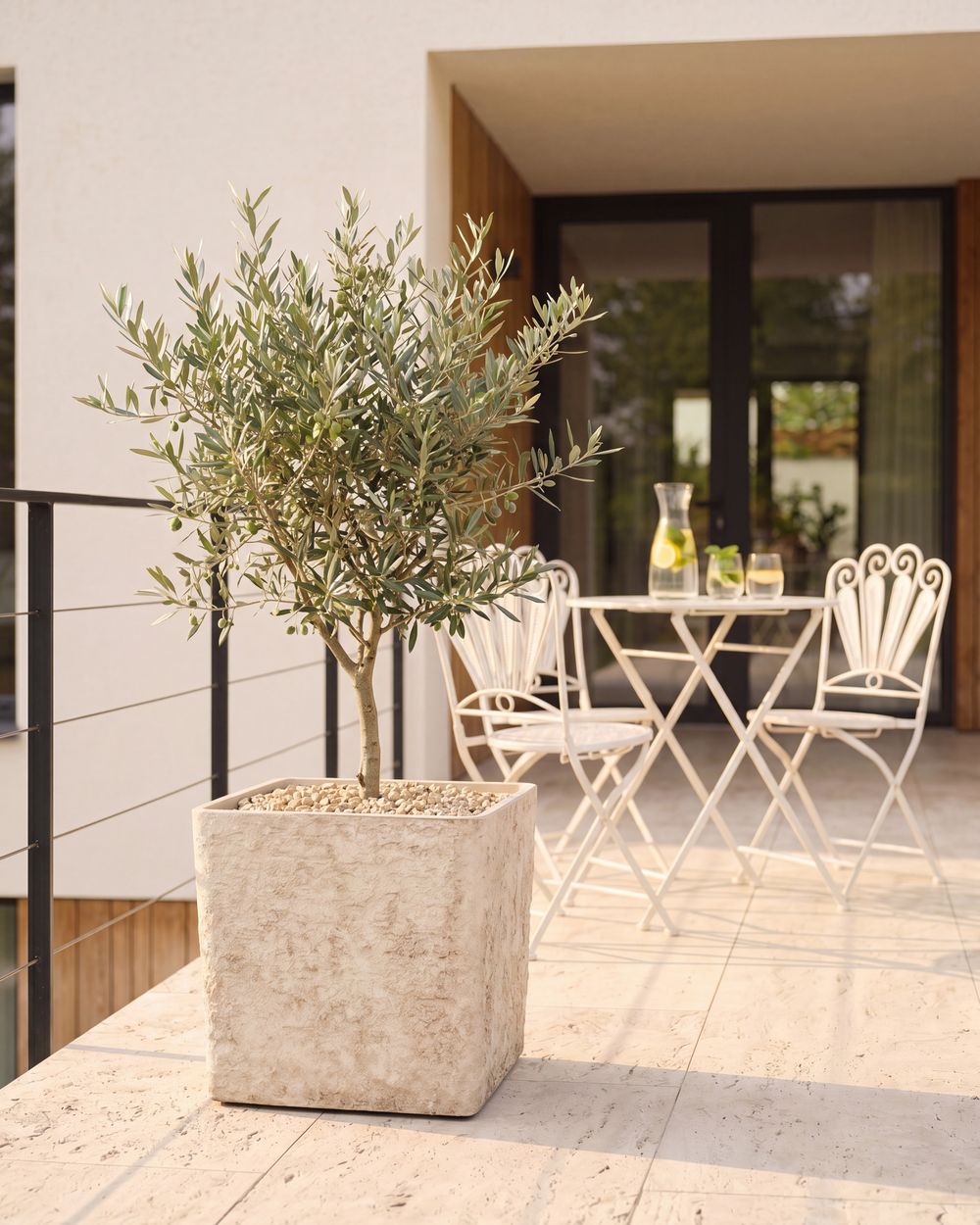 Blumenkübel THALASSA 44 cm Hellbeige