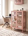 Vitrine mit Glastüren HARLYN  90 cm Metall Pfirsichrosa