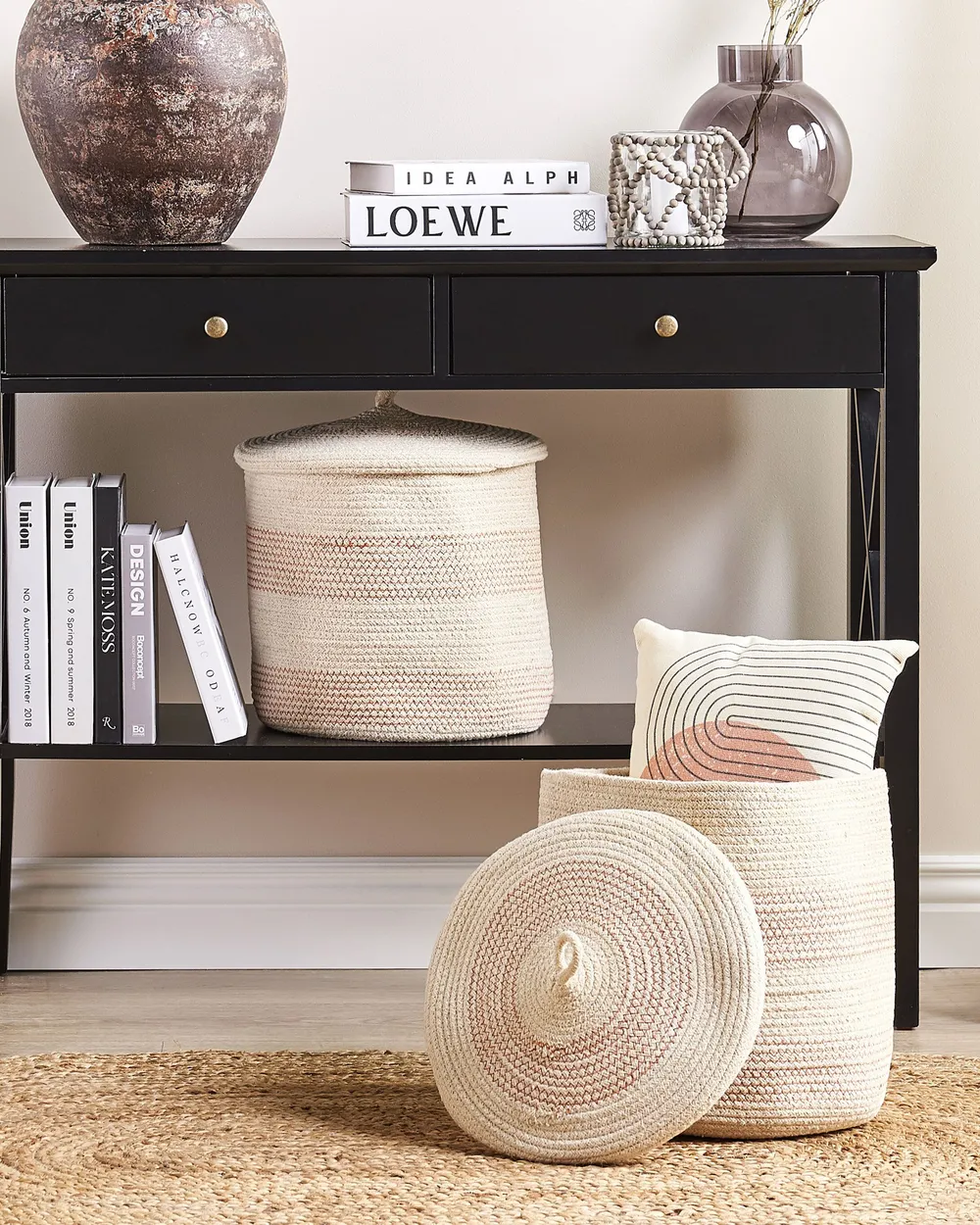 Aufbewahrungskorb 2er Set SILOPI Baumwolle Hellbeige