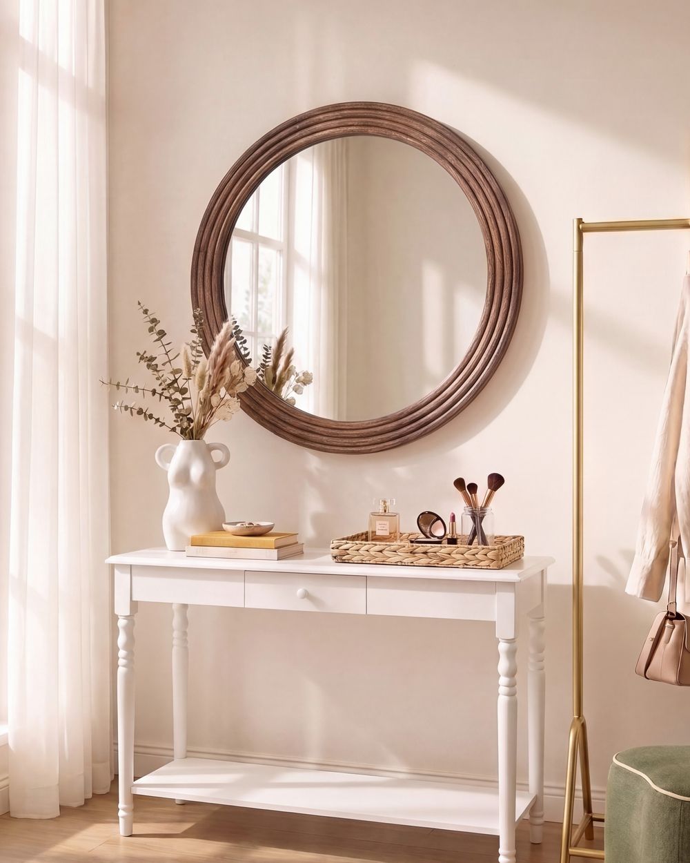 Wall Mirror BANNE 80 cm 80 cm Paulownia Wood Brown