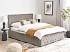 Bett mit Stauraum AMIENS Samtstoff Taupe 140 x 200 cm