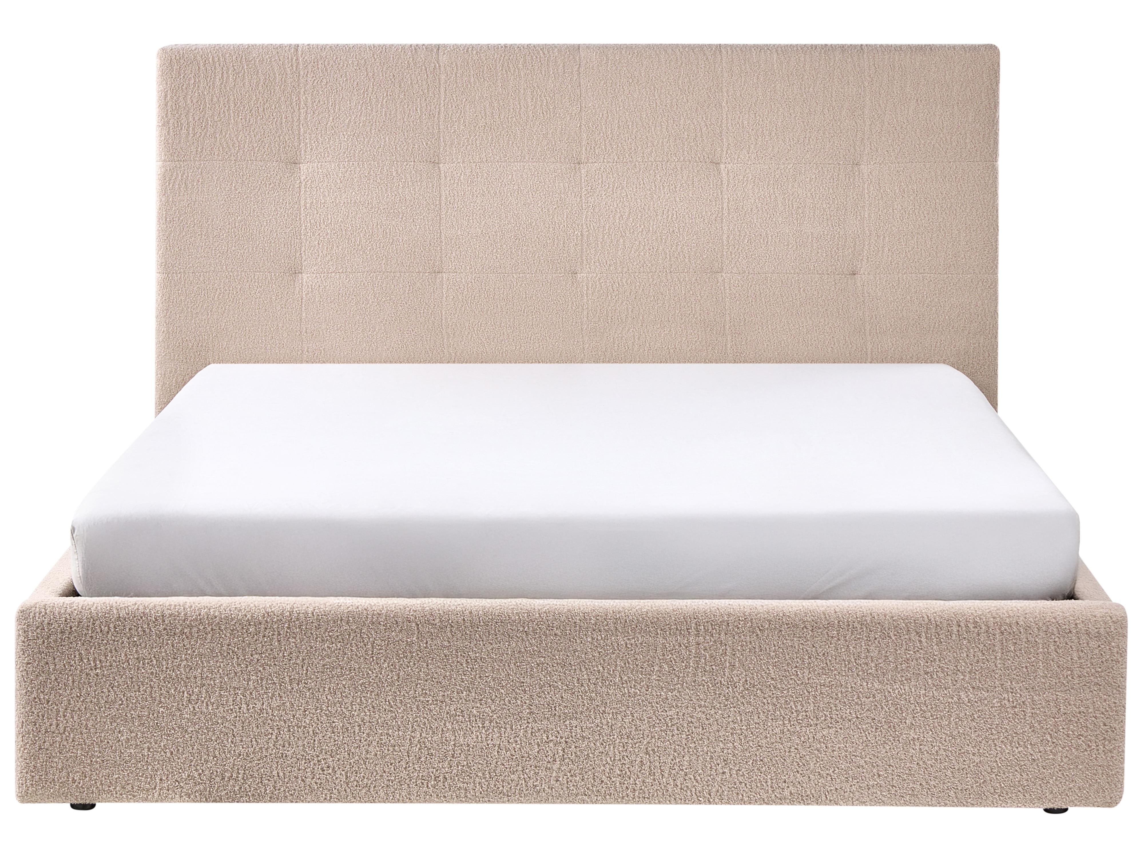 Ottoman Bed LORIENT Boucle Beige 160 x 200 cm (EU King Size)_1040252