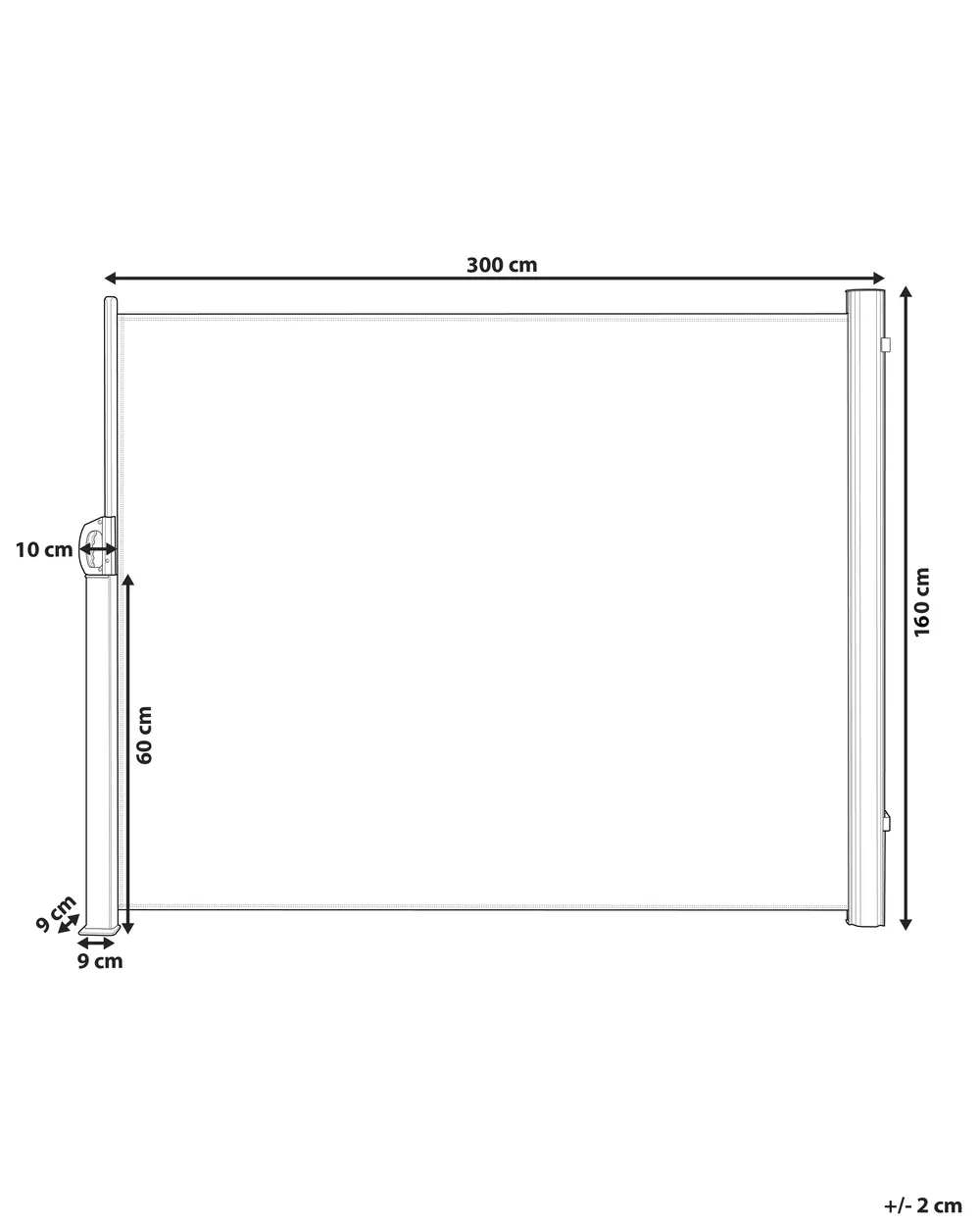 Seitenmarkise DORIO 305 cm 160 cm Beige_811861