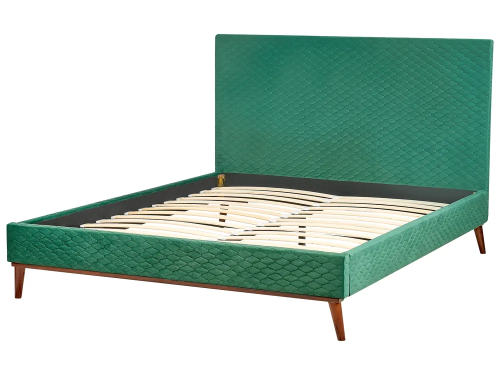 Bett mit Lattenrost Samtstoff BAYONNE 160 x 200 cm Dunkelgrün_744032