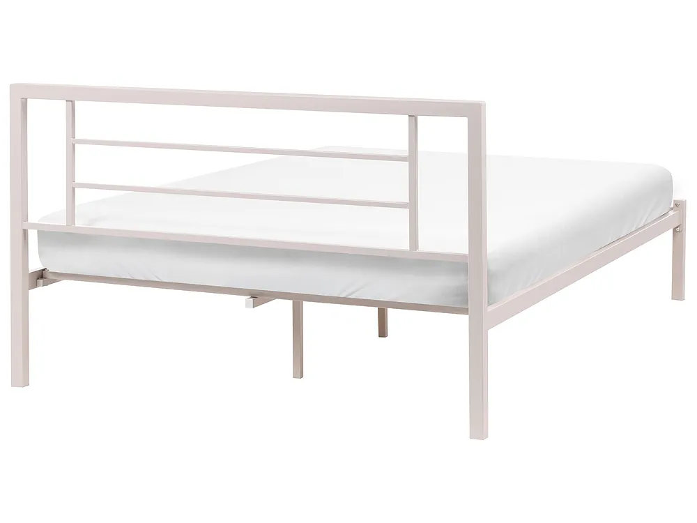 Bett mit Lattenrost Metall CUSSET 120 x 200 cm Hellbeige_1162058