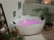 Whirlwanne Eckmodell mit LED SENADO 205 x 150 cm Weiß_759460