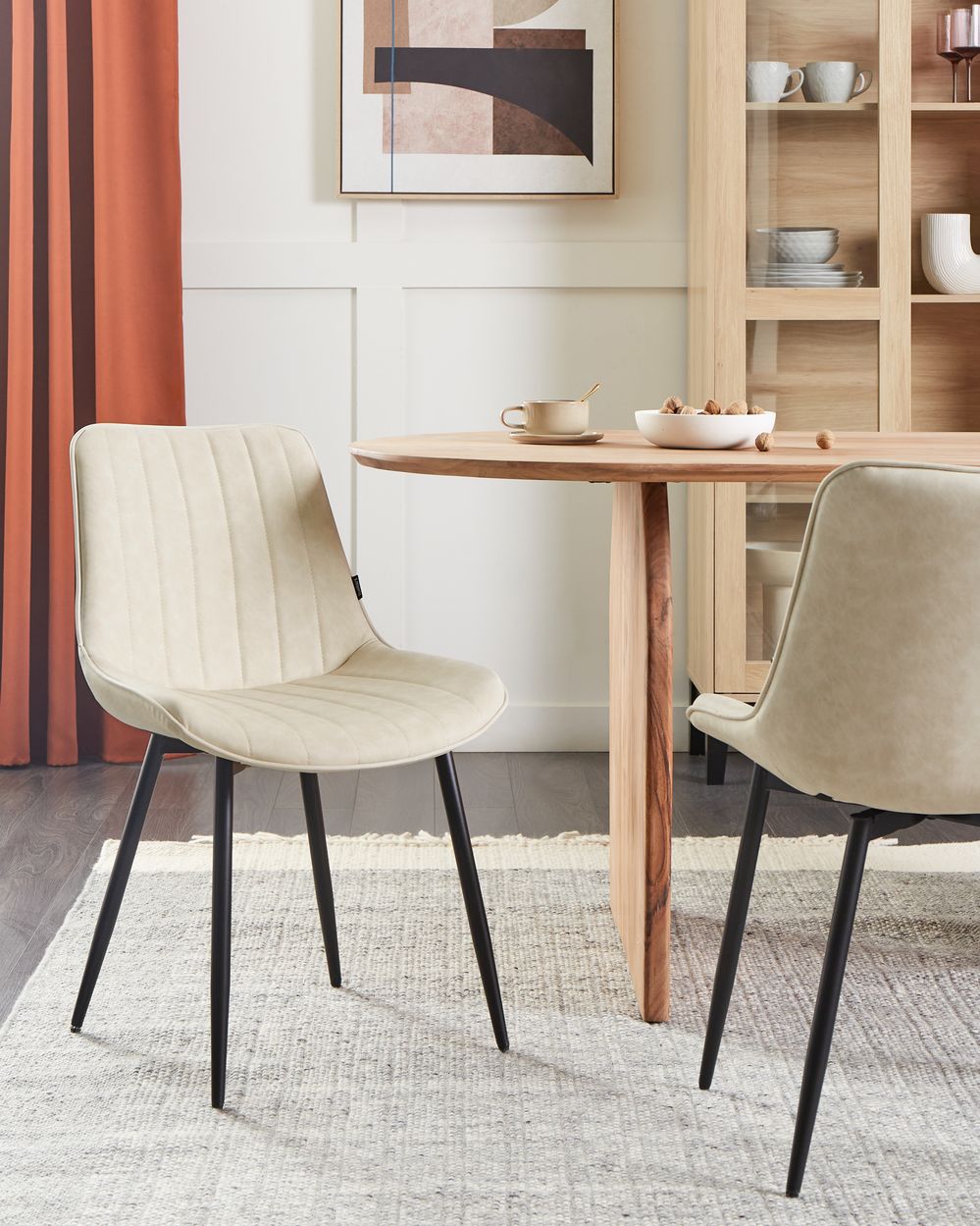 Set van 2 eetkamerstoelen DUBROVNIK Kunstleer Lichtbeige