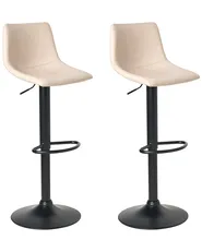 Set mit 2 Barhockern LEBRIJA drehbar Kunstleder Hellbeige_1011373