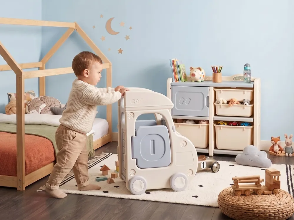 Toy Storage Organiser BULLI Truck 67 cm Beige_1123510