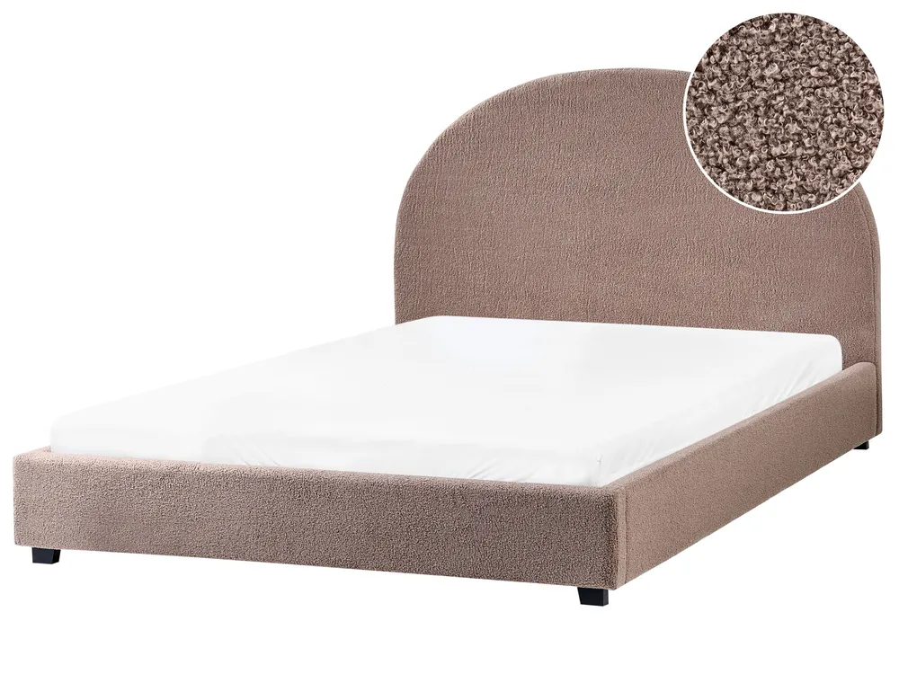 Bett mit Lattenrost Bouclé VAUCLUSE 140 x 200 cm Taupe