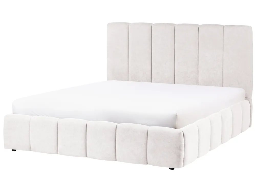 Bett mit Stauraum VAUVERT Stoff Cremeweiß 160 x 200 cm_1093316