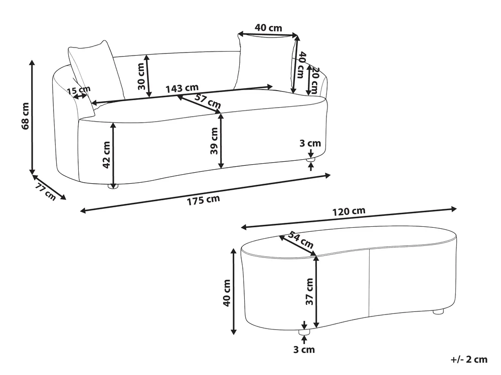 Sofa AMAL mit Ottomane Stoff Hellbeige_1145825