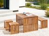 Gartenmöbel Set mit Bänken und Hockern 4-Sitzer BELLANO Akazienholz Braun