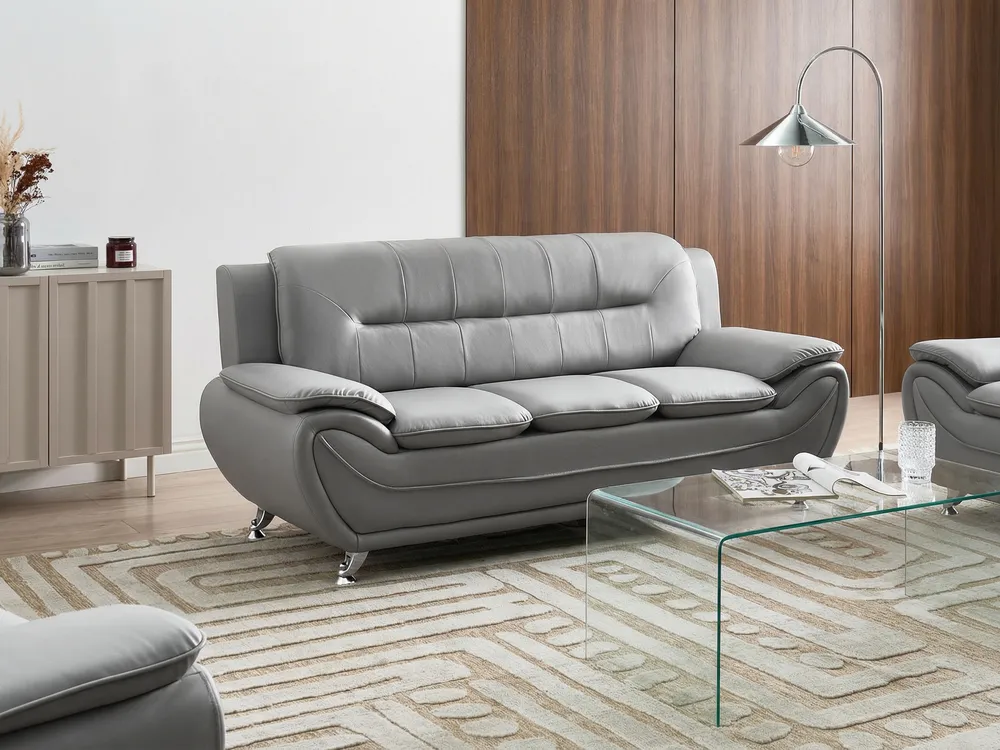 Sofa 3-Sitzer LEIRA Kunstleder Grau