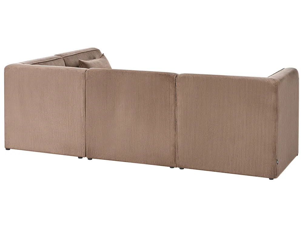 Modul Ecksofa 4-Sitzer LEMVIG mit Ottomane Cord Dunkelbeige linksseitig_1053355