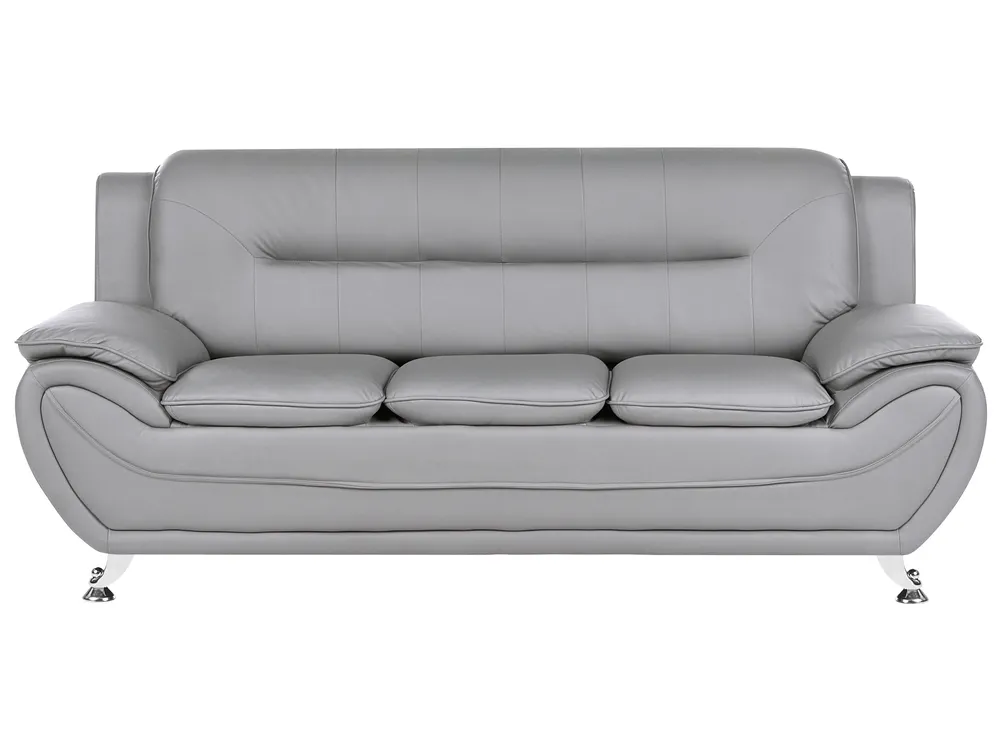 Sofa 3-Sitzer LEIRA Kunstleder Grau