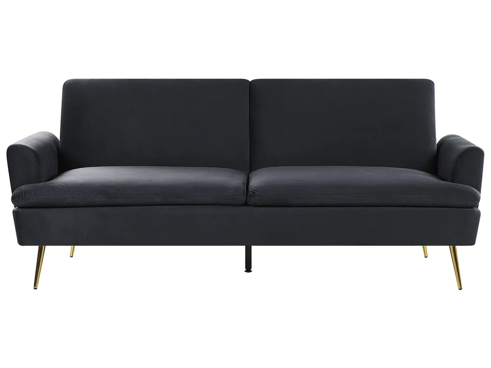 Schlafsofa 3-Sitzer VETTRE Samtstoff Schwarz