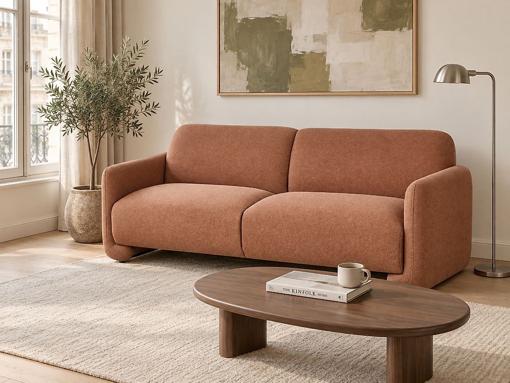 Sofa 3 Seater SALAND Fabric Golden Brown