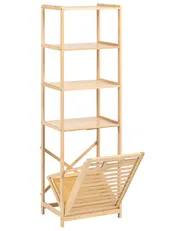 Tilt-Out Laundry Cabinet SAJAMA 40 cm with Shelves Bamboo Light Brown/ Grey_1136311