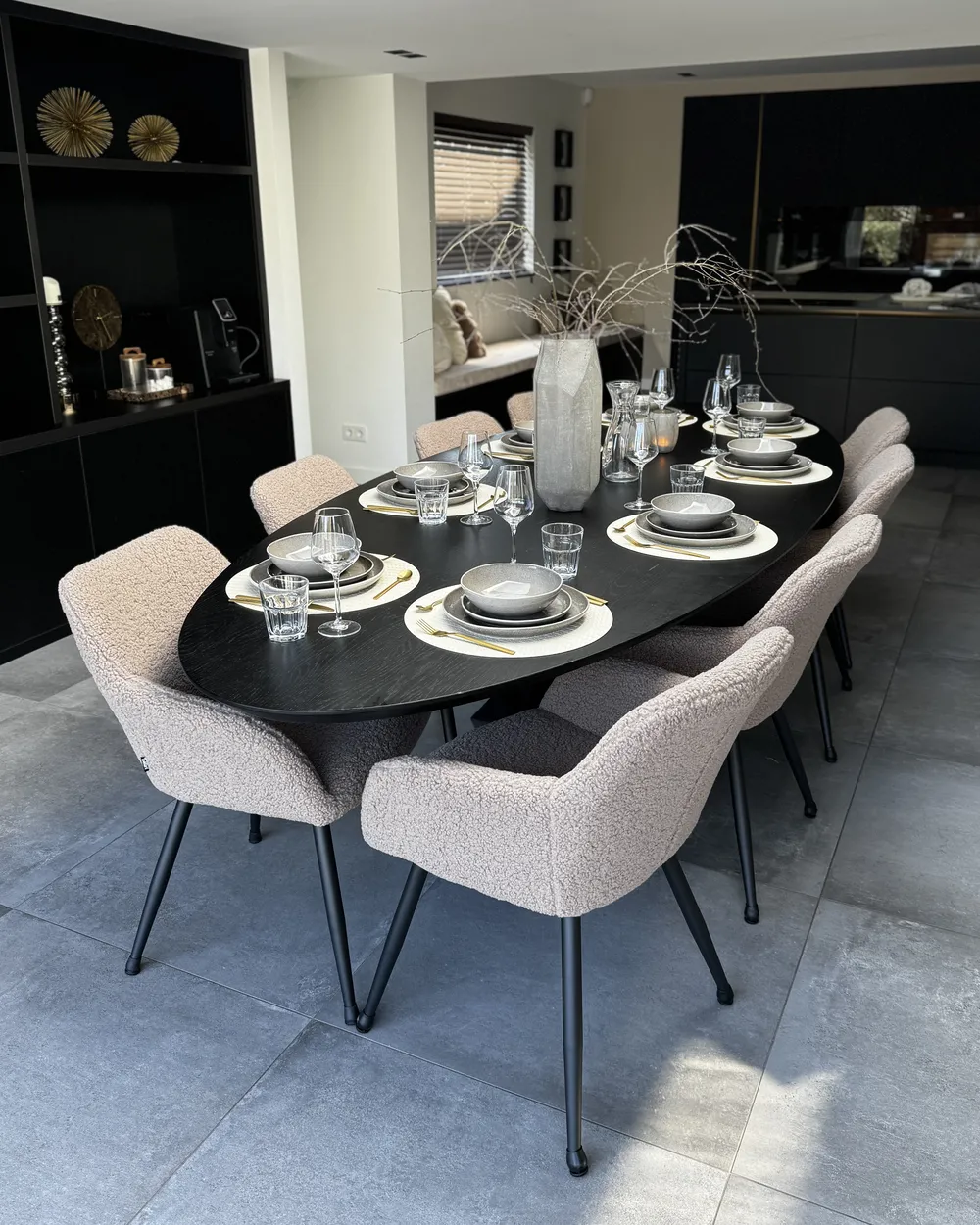 Speiseteller 4er Set COSTMARY Steinzeug Grau_973671