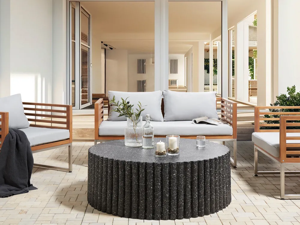 Couchtisch POZZA II 106 cm 106 cm Terrazzo Optik Schwarz