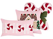 Set van 3 sierkussens VELLYN 30 x 50 cm 45 x 45 cm Roze kerstmotief_1164675