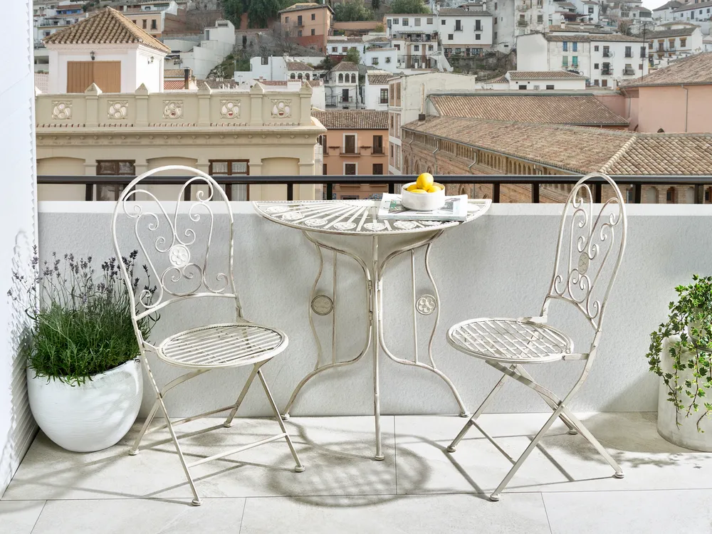 Outdoor Bistrotisch COGGIA 80 cm 37 cm Metall Hellbeige