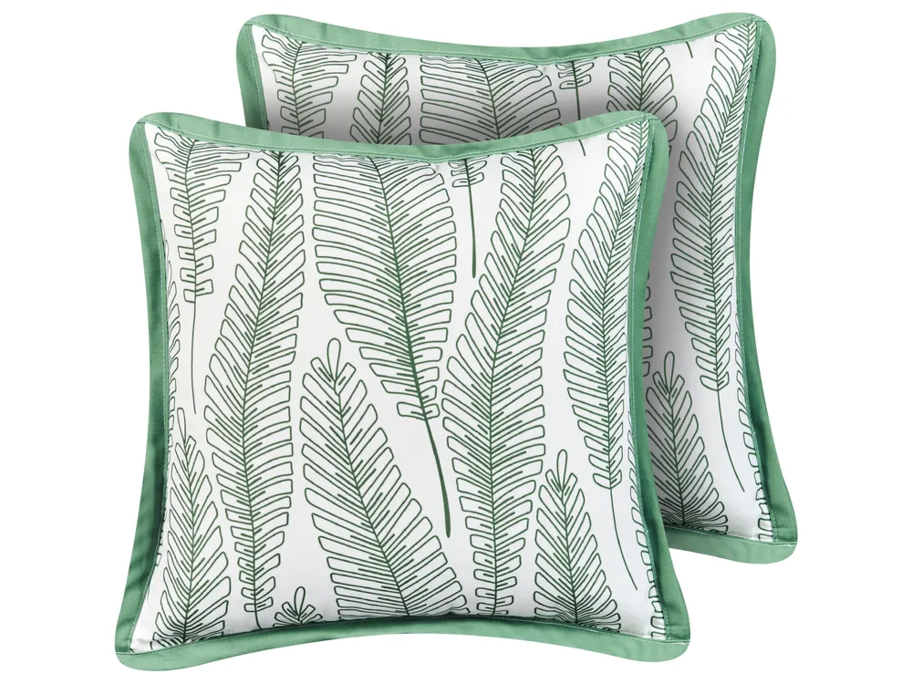 Gartenkissen 2er Set MEADOW Pflanzenmuster 45 x 45 cm Grün