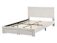 Krevet s ladicama LONZAC Samet Krem bijela 140 x 200 cm_1014768