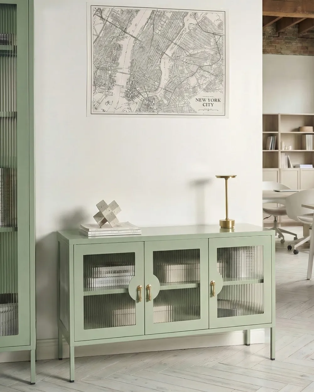 Sideboard mit 3 Türen GLEORA Metall Mintgrün