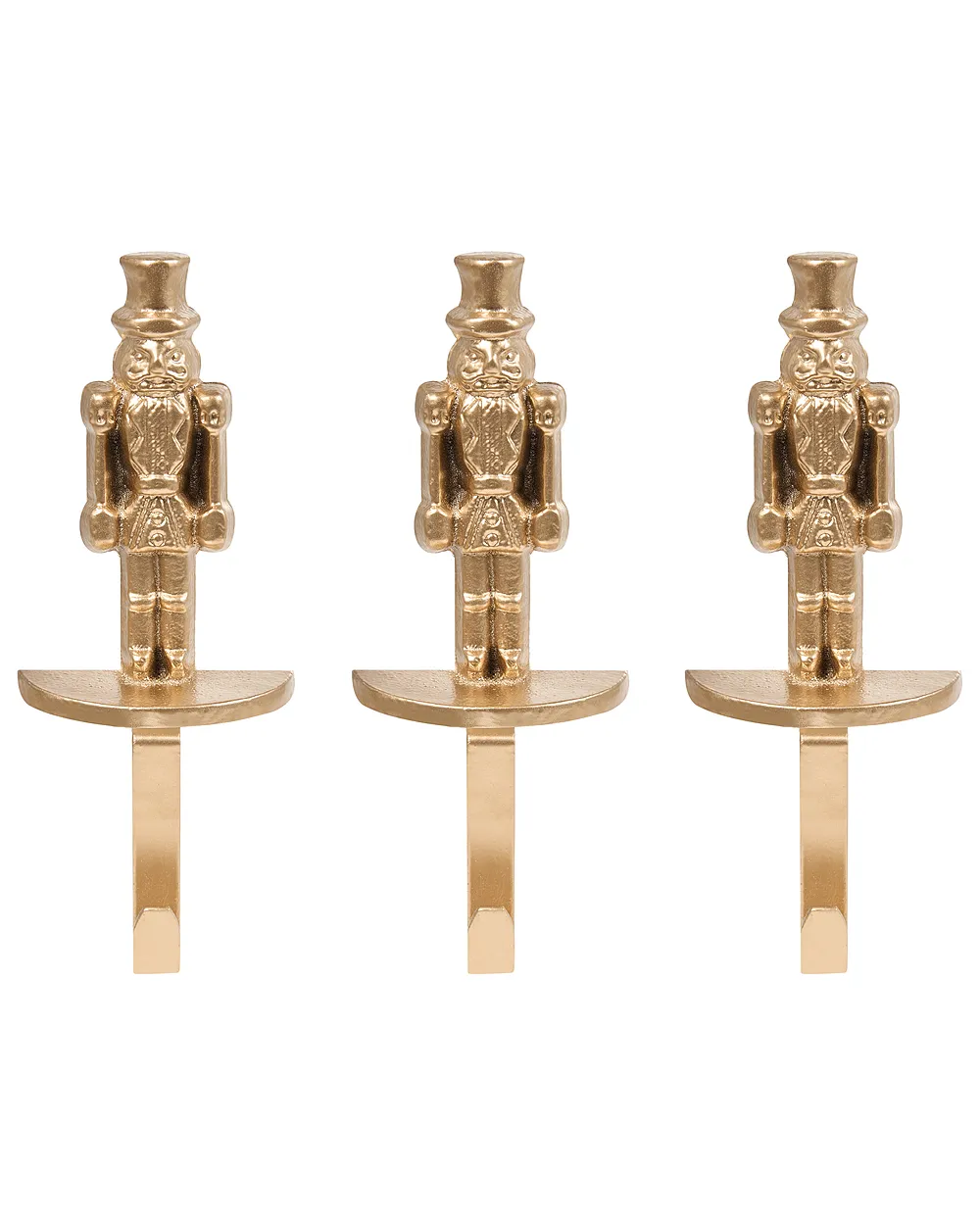 Set of 3 Christmas Stocking Holders KAJAANI 22 cm Nutcracker Gold_1156613
